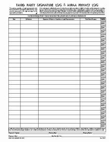 Combination HIPAA Privacy / Third Party Signature Log (2-Sided)