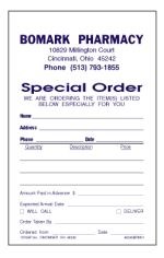 Custom Imprinted Special Order Forms - Single (S2)