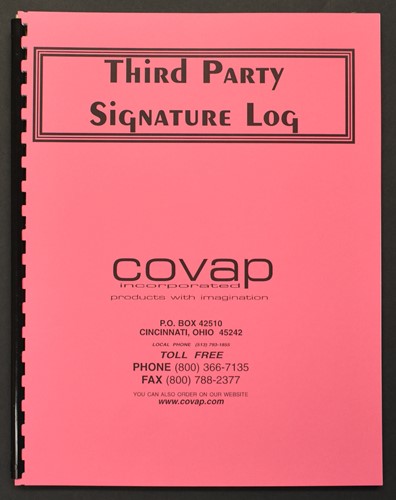 Third Party Signature Logs with 25 Double-Sided Sheets (bound register)