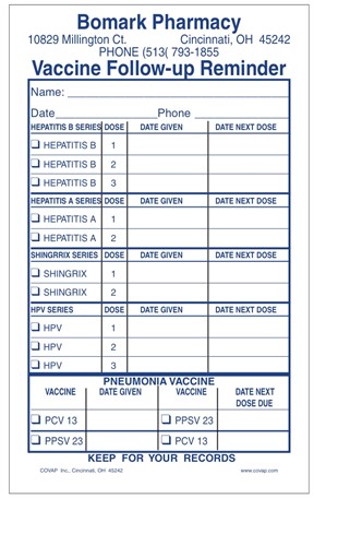 VACCINE FOLLOW-UP REMINDER FORM