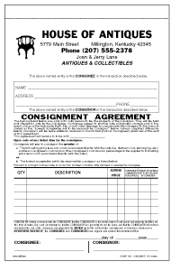 CONSIGNMENT AGREEMENT
