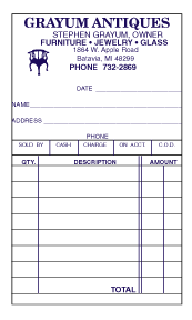 Antique Std. Size Triplicate Sales Slips Not Numbered