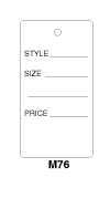 M76 'Style, Size, Price' White Tags