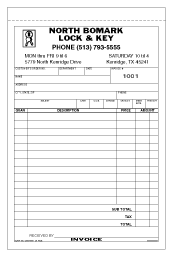 Locksmith Triplicate Invoices (3-part)