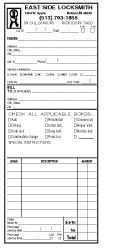 Triplicate (3-Part) Custom Service Order Forms Without Numbers