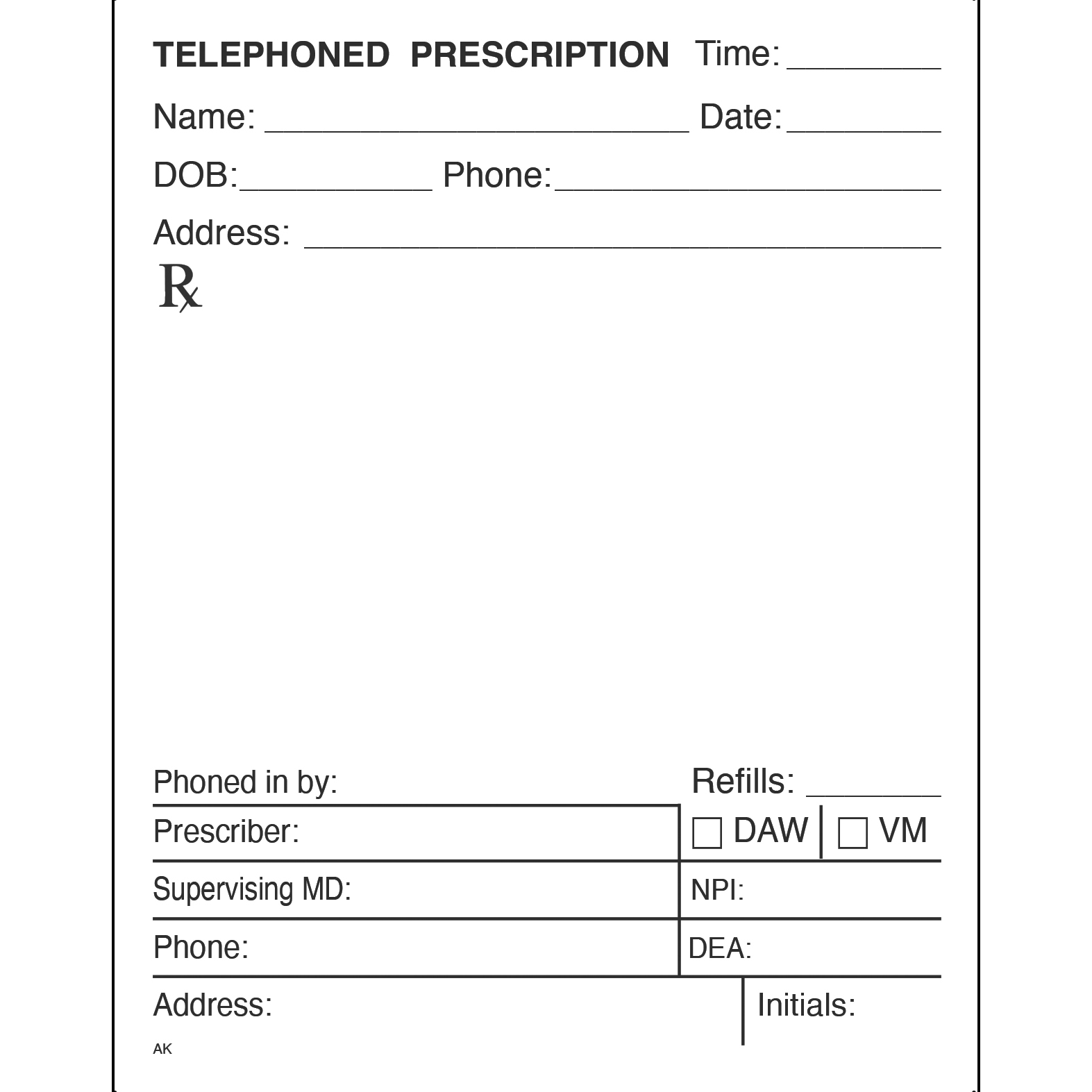 Duplicate Imprinted Prescription Blanks Layout Format BO - Image 3